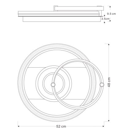 Globo 48459-46 - LED-dimmbare Deckenleuchte ANI LED/46W/230V 2700-6000K 48x52 cm + Fernbedienung