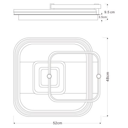 Globo 48459-48 - dimmbare LED-Deckenleuchte ANI LED/48W/230V 2700-6000K 48x52 cm + Fernbedienung