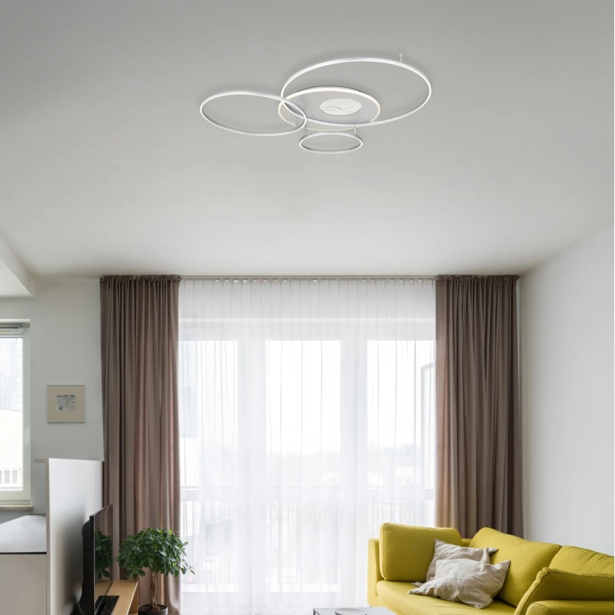 Globo - Dimmbare LED-Deckenleuchte LED/54W/230V 2700-6500K 90x70 cm silber + Fernbedienung