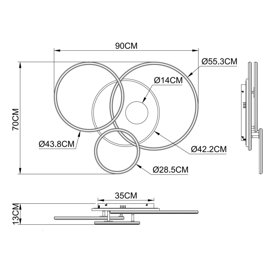 Globo - Dimmbare LED-Deckenleuchte LED/54W/230V 2700-6500K 90x70 cm silber + Fernbedienung