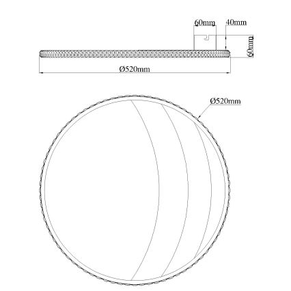 Globo - LED-Deckenleuchte, 40 W, 230 V, 3000/4000/6000 K, Ø 52 cm, goldfarben