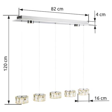 Globo - LED-Hängeleuchte LED/52W/230V 4000K glänzendes Chrom/klar