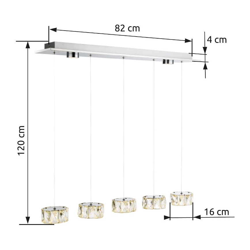 Globo - LED-Hängeleuchte LED/52W/230V 4000K glänzendes Chrom/klar