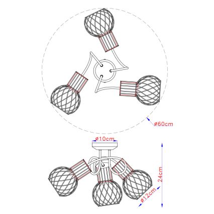 Globo - Kronleuchter 3xE27/40W/230V