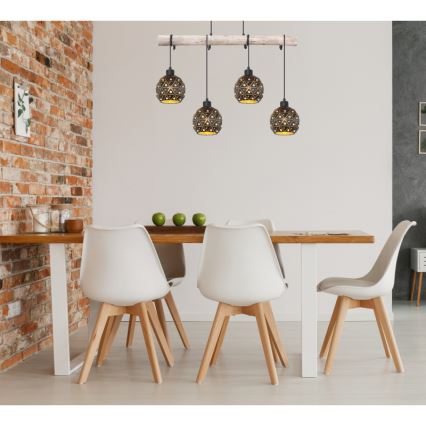 Globo 54029-4H - Pendelleuchte an Kabel JODIE 4xE27/40W/230V beige/schwarz