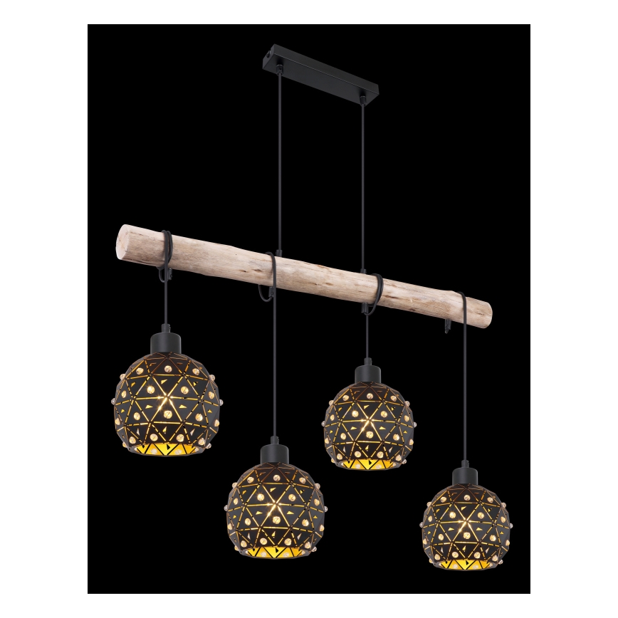 Globo 54029-4H - Pendelleuchte an Kabel JODIE 4xE27/40W/230V beige/schwarz