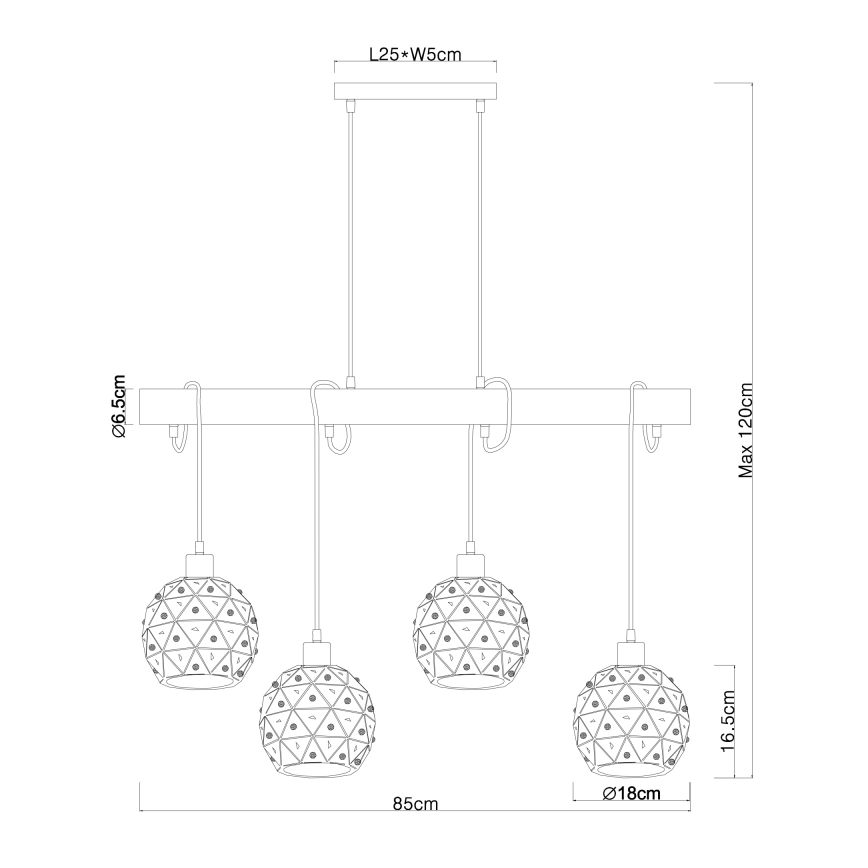 Globo 54029-4H - Pendelleuchte an Kabel JODIE 4xE27/40W/230V beige/schwarz