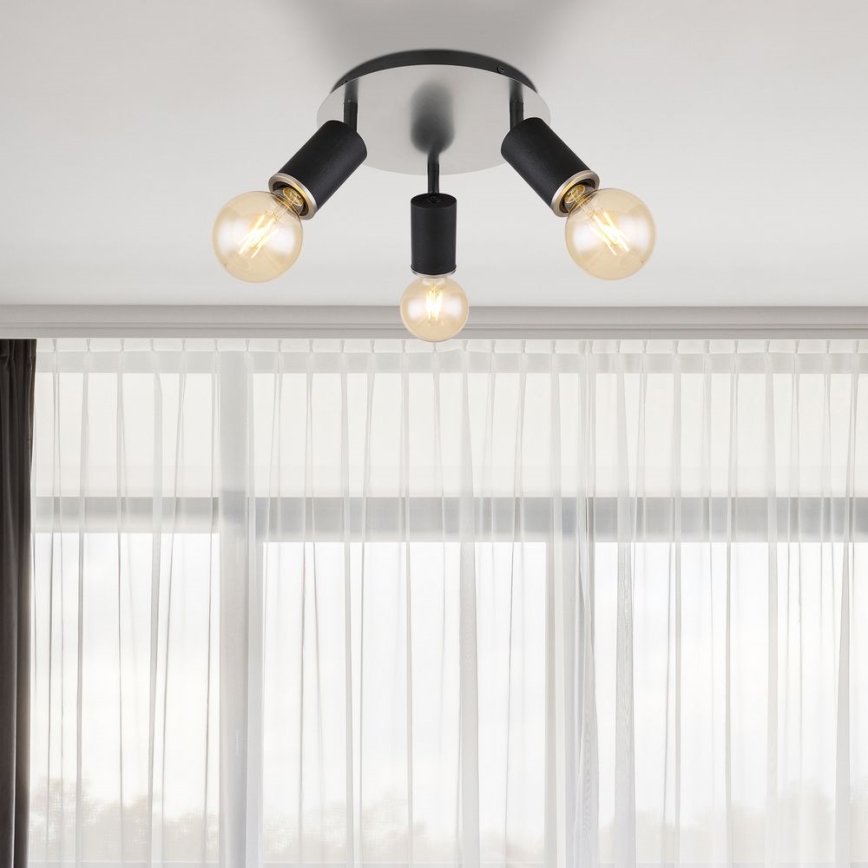 Globo - Deckenstrahler 3xE27/60W/230V schwarzes Holz