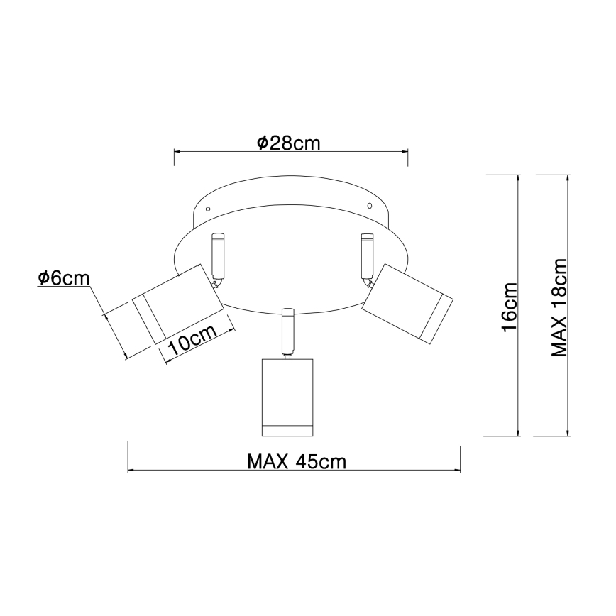 Globo - Deckenstrahler 3xE27/60W/230V schwarzes Holz