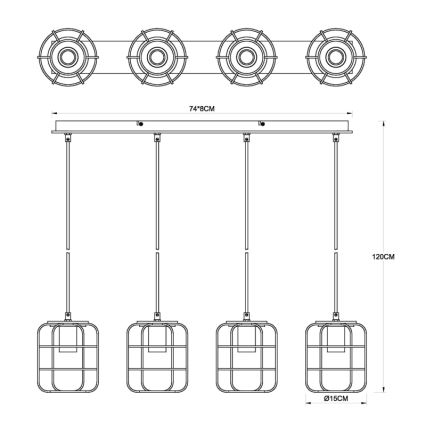 Globo - Pendelleuchte mit Kabel 4xE27/40W/230V