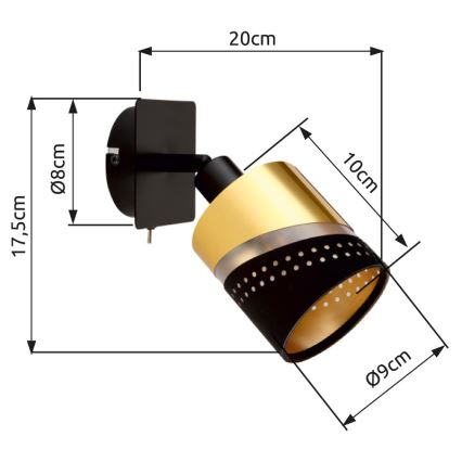 Globo - Wandstrahler 1xE14/25W/230V schwarz/golden