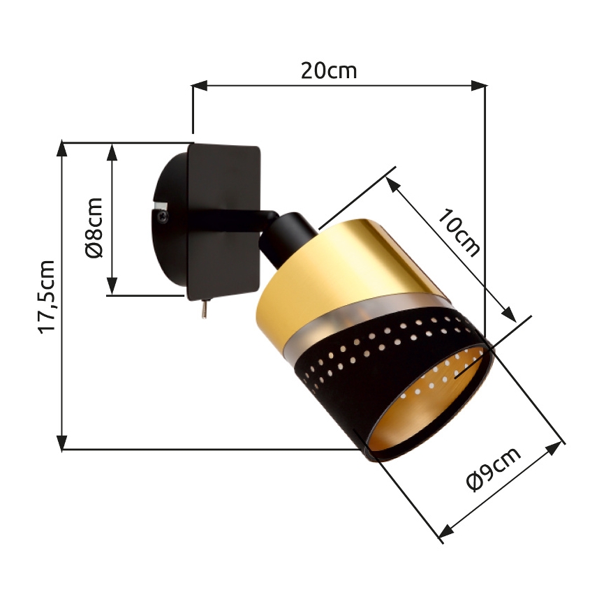 Globo - Wandstrahler 1xE14/25W/230V schwarz/golden