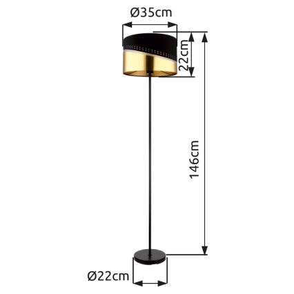 Globo - Stehleuchte 1xE27/60W/230V d 35 cm schwarz/golden