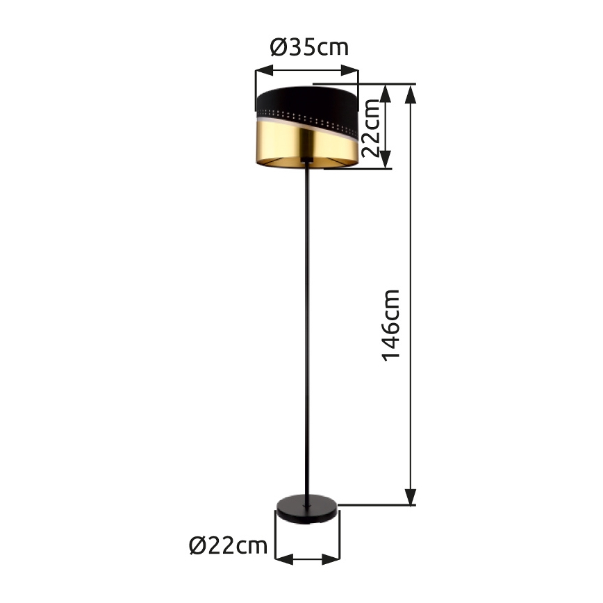 Globo - Stehleuchte 1xE27/60W/230V d 35 cm schwarz/golden