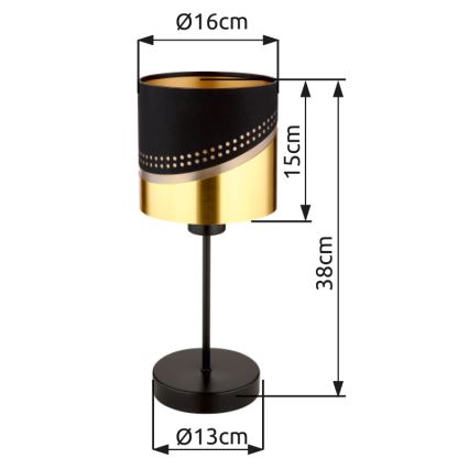 Globo - Tischleuchte 1xE27/40W/230V d 16 cm schwarz/golden