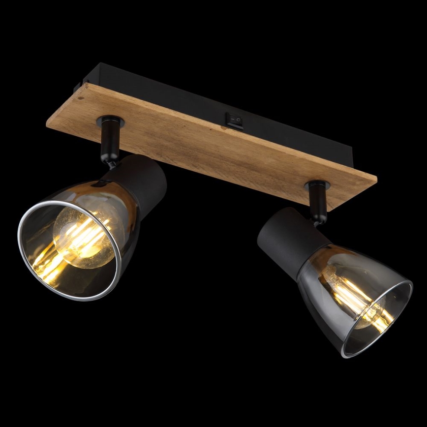Globo - Wandleuchte mit 2xE14/40W/230V in Schwarz/Holz