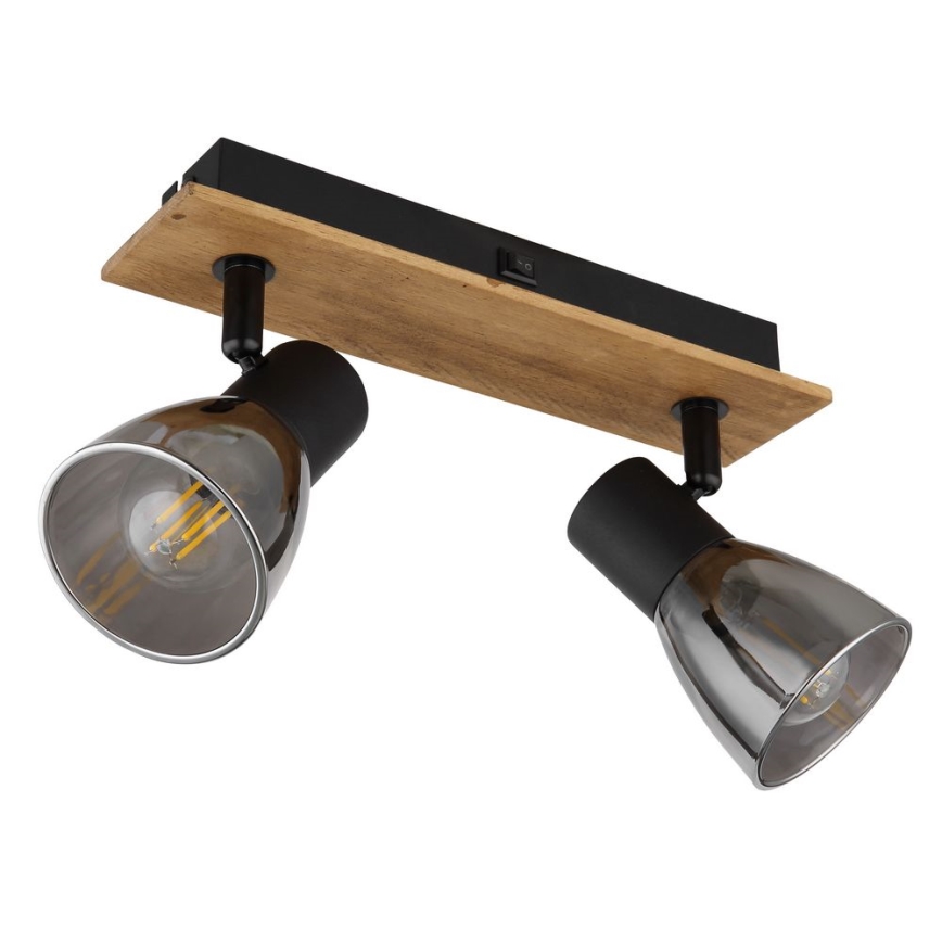 Globo - Wandleuchte mit 2xE14/40W/230V in Schwarz/Holz