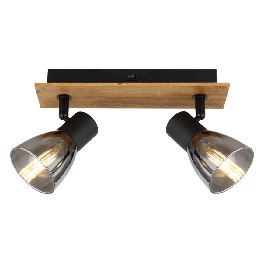 Globo - Wandleuchte mit 2xE14/40W/230V in Schwarz/Holz