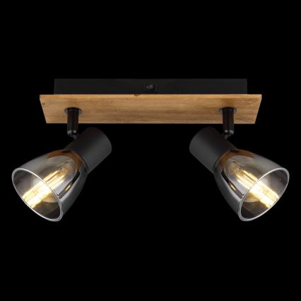 Globo - Wandleuchte mit 2xE14/40W/230V in Schwarz/Holz