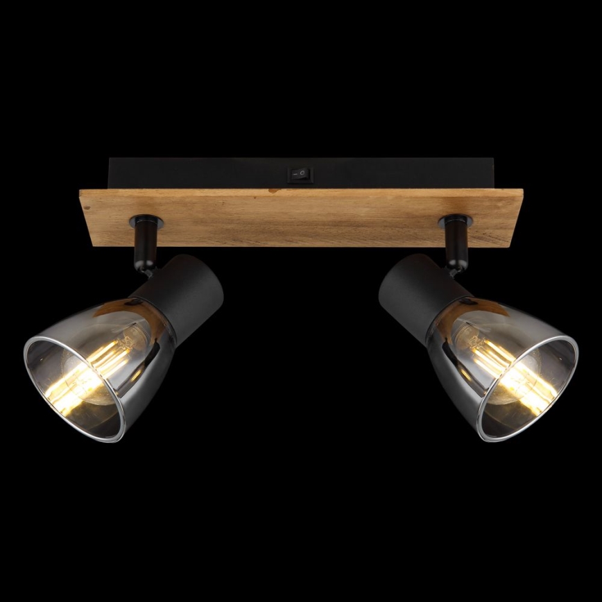 Globo - Wandleuchte mit 2xE14/40W/230V in Schwarz/Holz