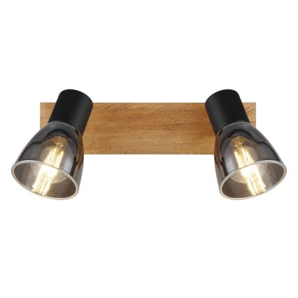 Globo - Wandleuchte mit 2xE14/40W/230V in Schwarz/Holz