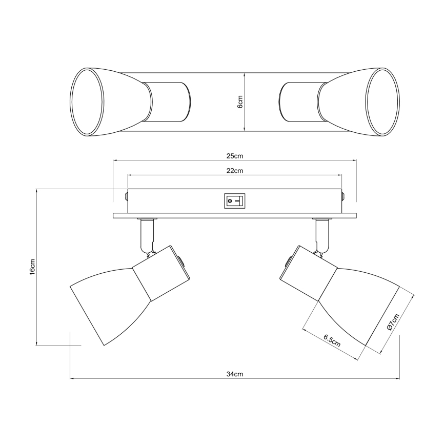 Globo - Wandleuchte mit 2xE14/40W/230V in Schwarz/Holz