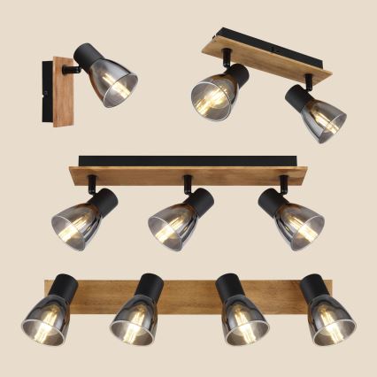 Globo - Wandleuchte mit 2xE14/40W/230V in Schwarz/Holz