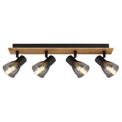 Globo - Deckenstrahler 4xE14/40W/230V schwarz/Holz