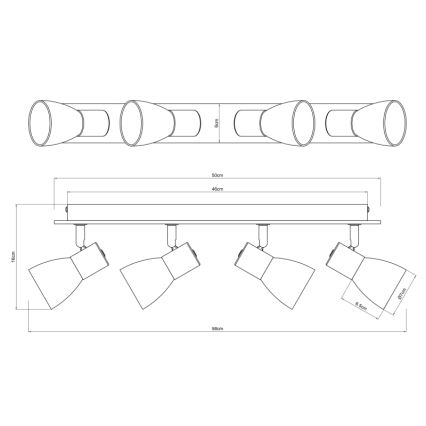 Globo - Deckenstrahler 4xE14/40W/230V schwarz/Holz