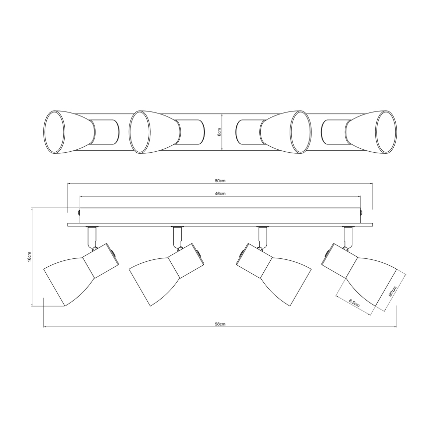 Globo - Deckenstrahler 4xE14/40W/230V schwarz/Holz