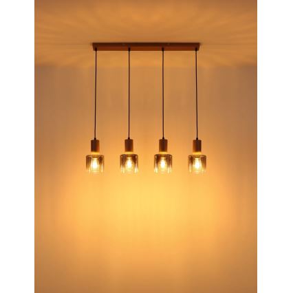 Globo - Pendelleuchte an Seil 4xE27/40W/230V