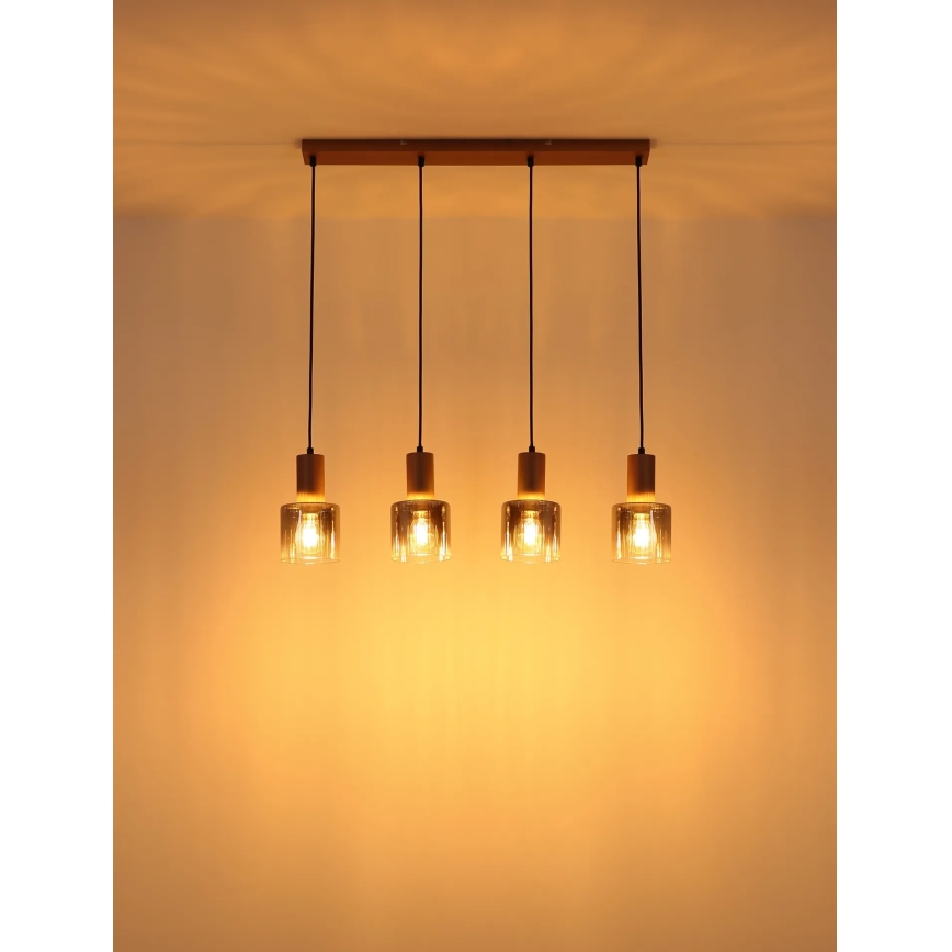 Globo - Pendelleuchte an Seil 4xE27/40W/230V