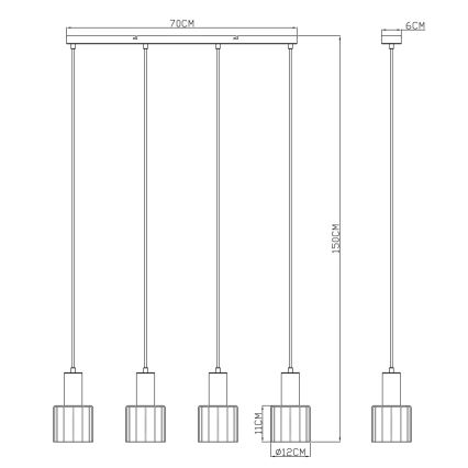 Globo - Pendelleuchte an Seil 4xE27/40W/230V