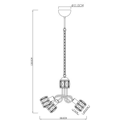 Globo - LED-Kronleuchter an Kette 3xE14/40W/230V + LED/5W