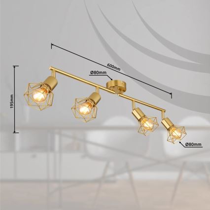 Globo - Strahler 4xE14/40W/230V golden