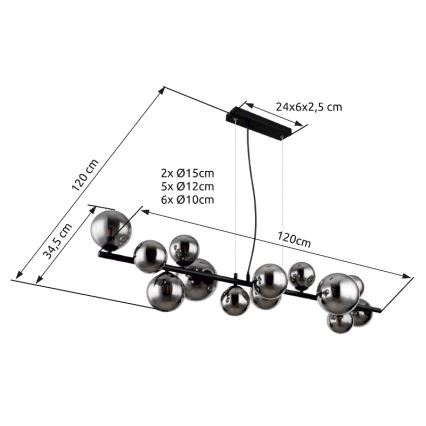 Globo - LED-Hängeleuchte 13xG9/3,5W/230V rauchig/schwarz