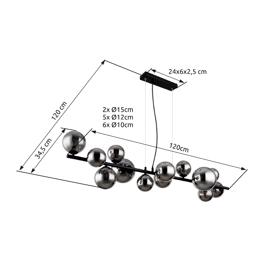 Globo - LED-Hängeleuchte 13xG9/3,5W/230V rauchig/schwarz