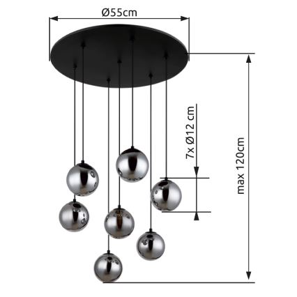 Globo - LED-Hängeleuchte 7xG9/3,5W/230V rauchig/schwarz