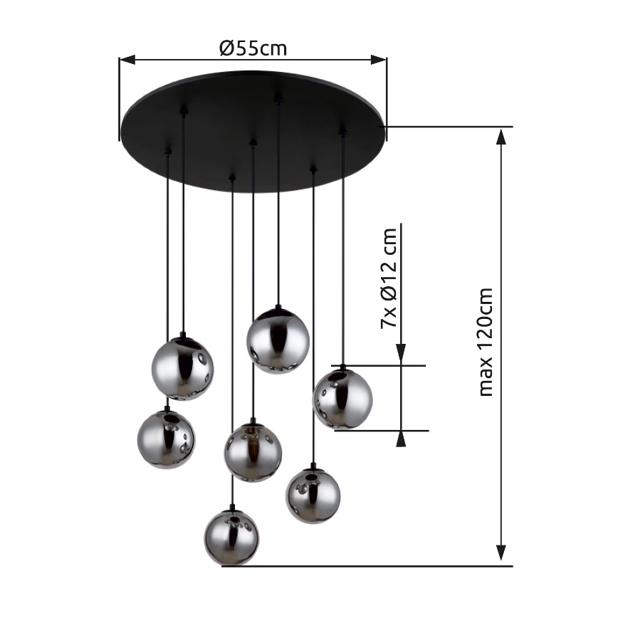 Globo - LED-Hängeleuchte 7xG9/3,5W/230V rauchig/schwarz