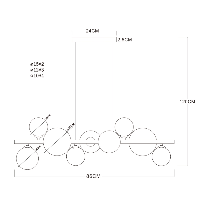 Globo - LED-Kronleuchter an Schnur 9xG9/3W/230V
