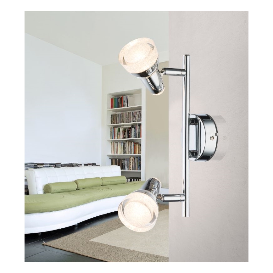 Globo - LED Einbauleuchte 2xLED/4W/230V glänzender Chrom