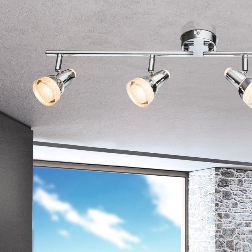 Globo - LED Einbauleuchte 4xLED/4W/230V glänzender Chrom