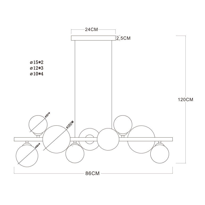 Globo - LED Hängeleuchte an Kabel 9xG9/3W/230V Messing