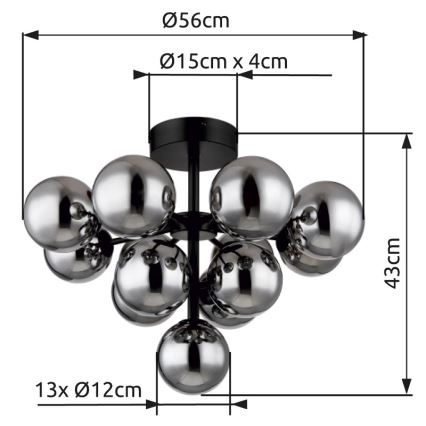 Globo - Anbauleuchte 13xG9/5W/230V d 56 cm schwarz