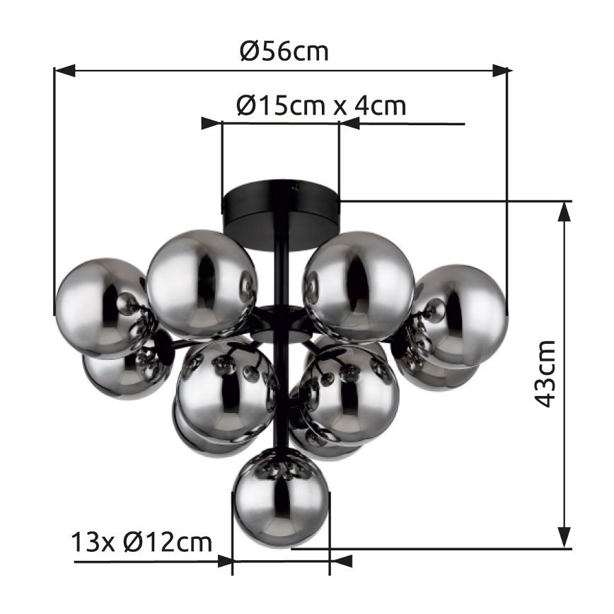 Globo - Anbauleuchte 13xG9/5W/230V d 56 cm schwarz