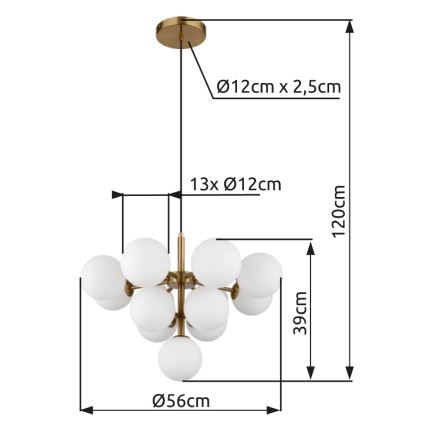 Globo - Hängeleuchte 13xG9/5W/230V d 56 cm golden