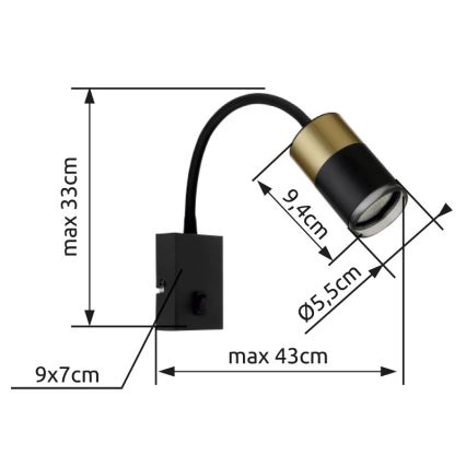 Globo - Wandstrahler 1xGU10/25W/230V schwarz/golden