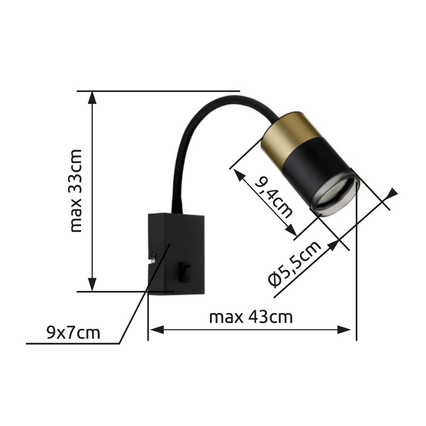 Globo - Wandstrahler 1xGU10/25W/230V schwarz/golden