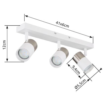 Globo - Strahler 3xGU10/25W/230V weiß/matt Chrom