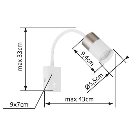 Globo - Wandstrahler 1xGU10/25W/230V weiß/matt Chrom